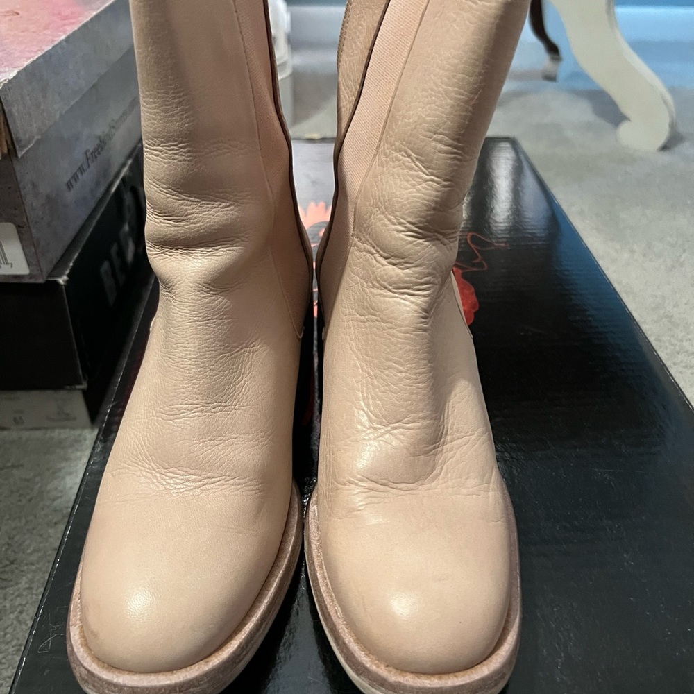 Free People Cream Heeled Boots